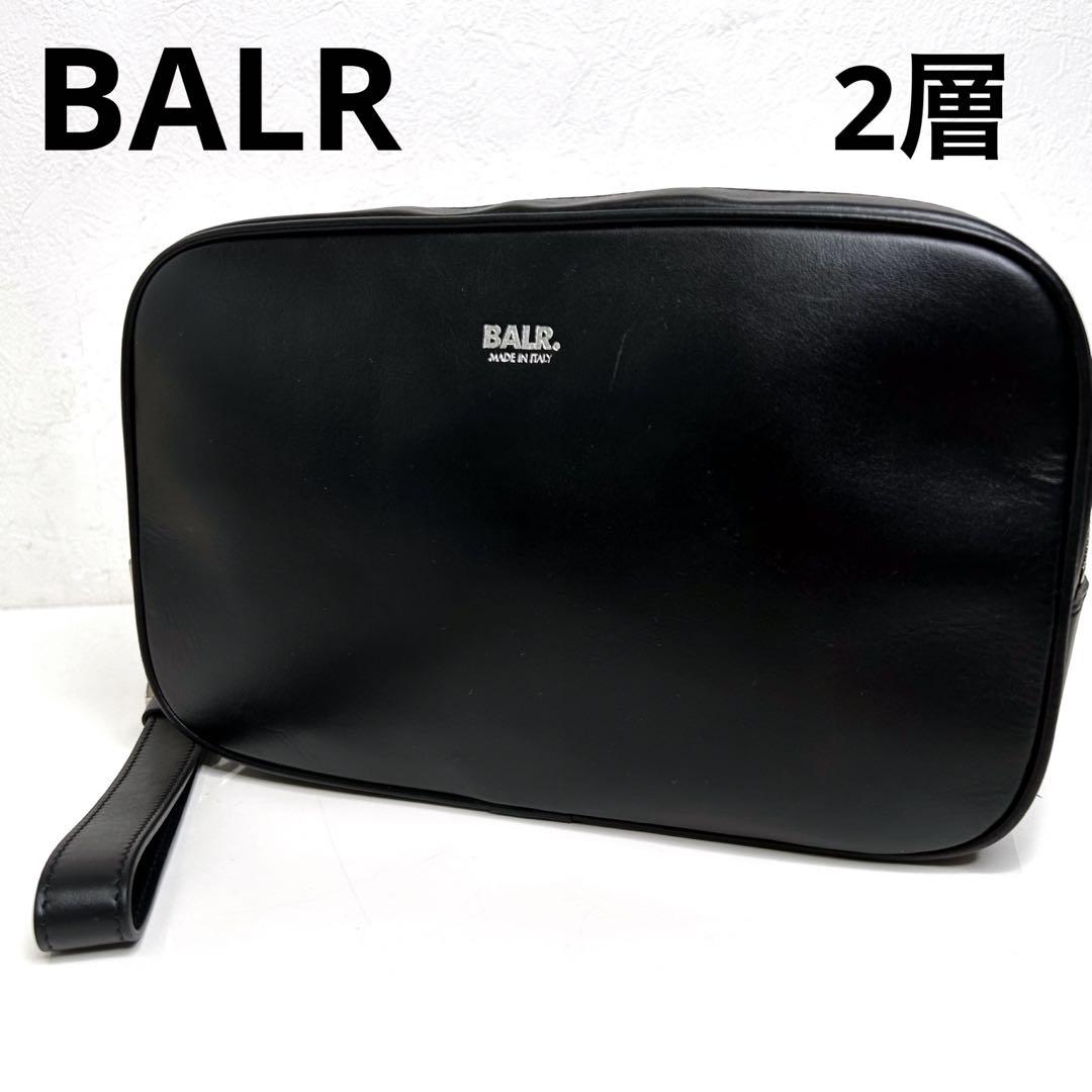 美品　BALR.　ボーラー　レザークラッチバッグ　ブラック　イタリア製