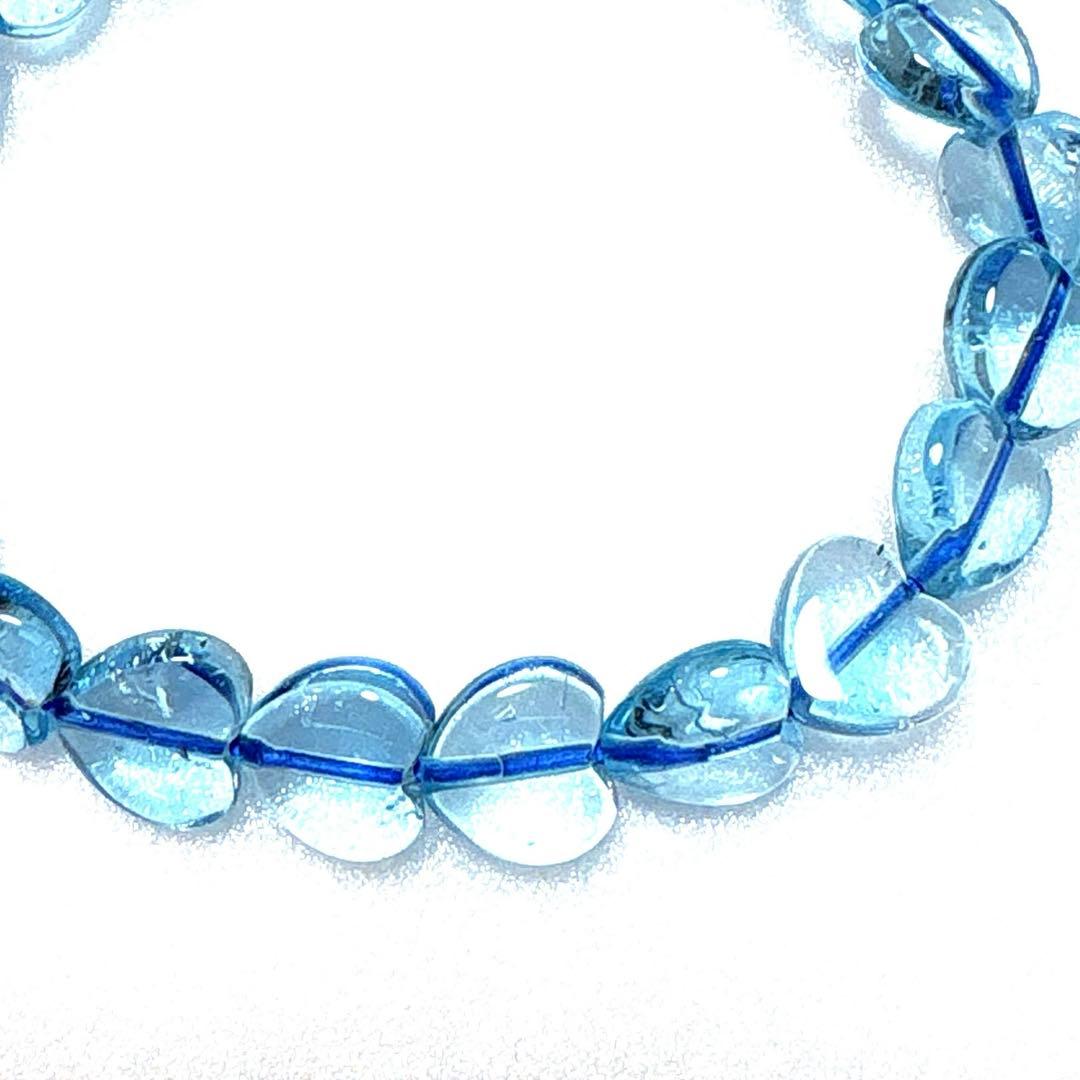 高品質天然石　ブルートパーズ　ブレスレット　稀少ハートカット