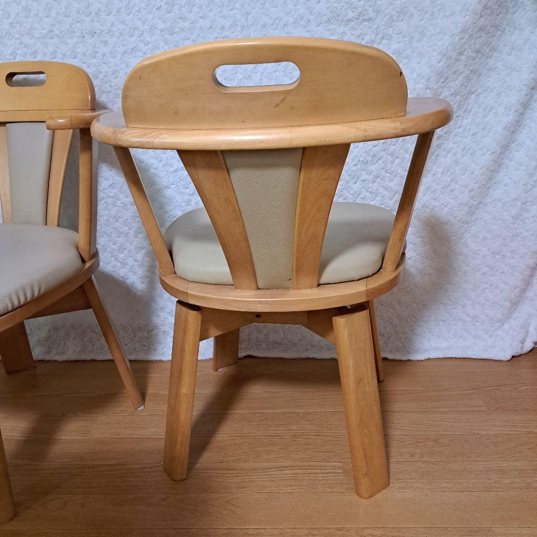 木製ダイニングテーブルセット 回転椅子