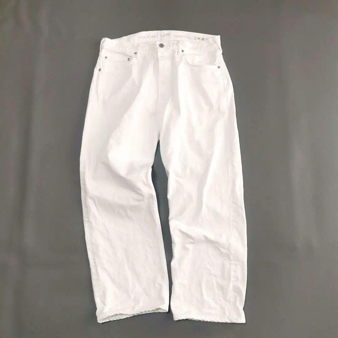 【人気✨】 45R おこめホワイトデニムのフロントリバー パンツ　L