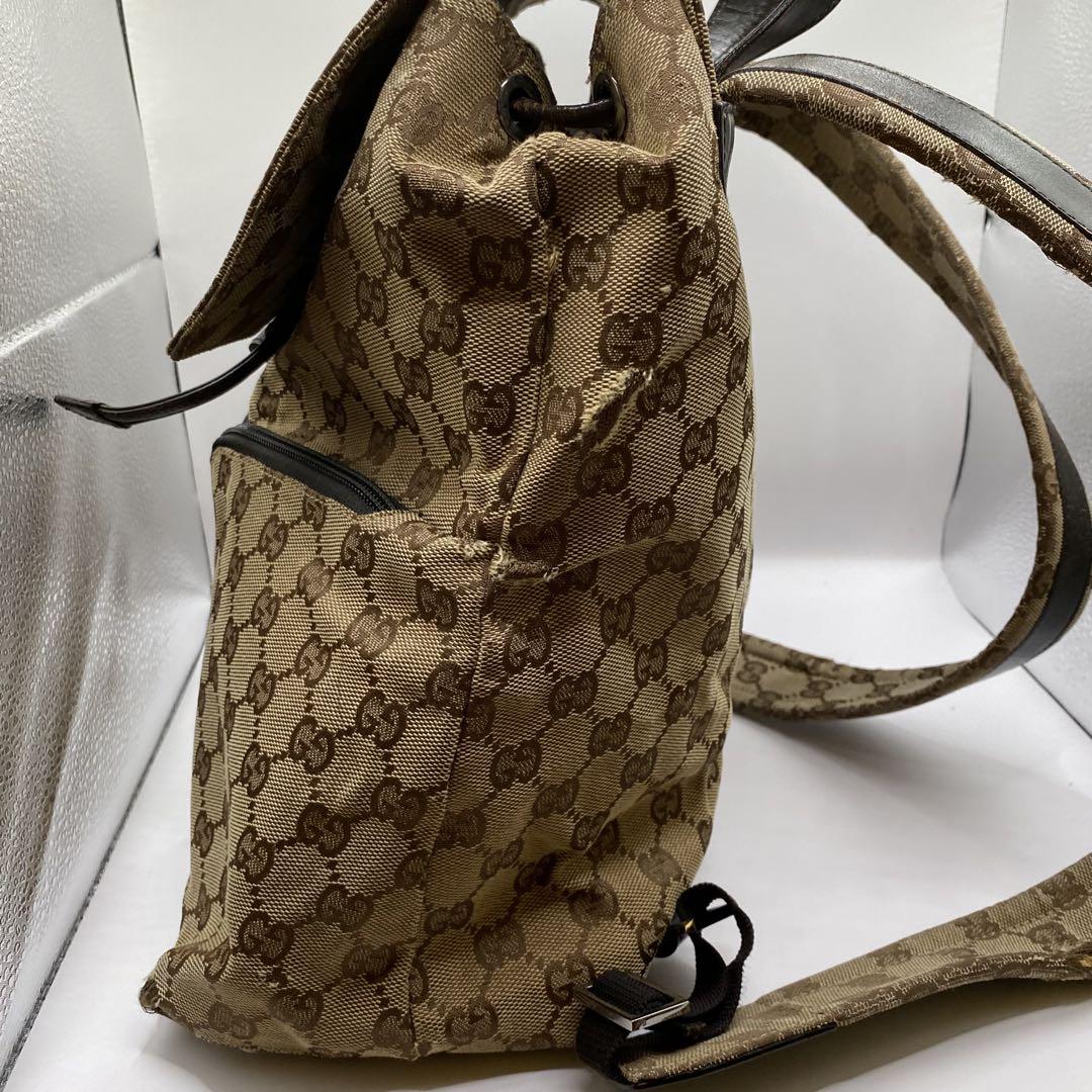 GUCCI グッチ リュック GG柄 キャンパス レザー バックパック