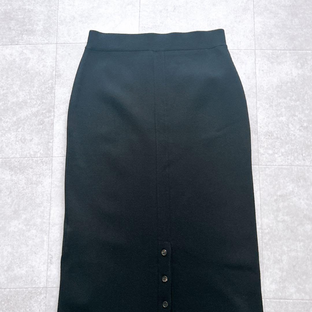 新品タグ付き✨エブール ロングスカート タイト　ストレッチ スリットボタン 黒