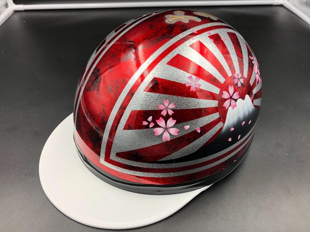 コルク半 カスタム 富士日章 三つボタン レッドラップラメ 桜 クリヤフリーサイズ