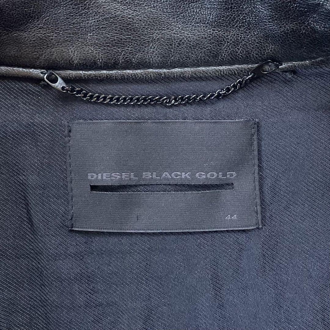DIESEL BLACK GOLD レザージャケット 羊革 切り替え 黒 44