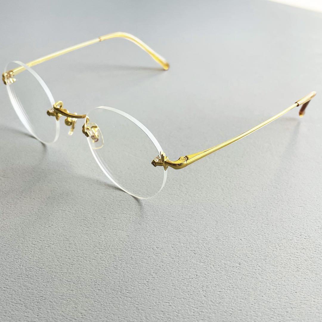 【極美品】白山眼鏡店 ANAAKI M リムレス メガネ ゴールド チタニウム