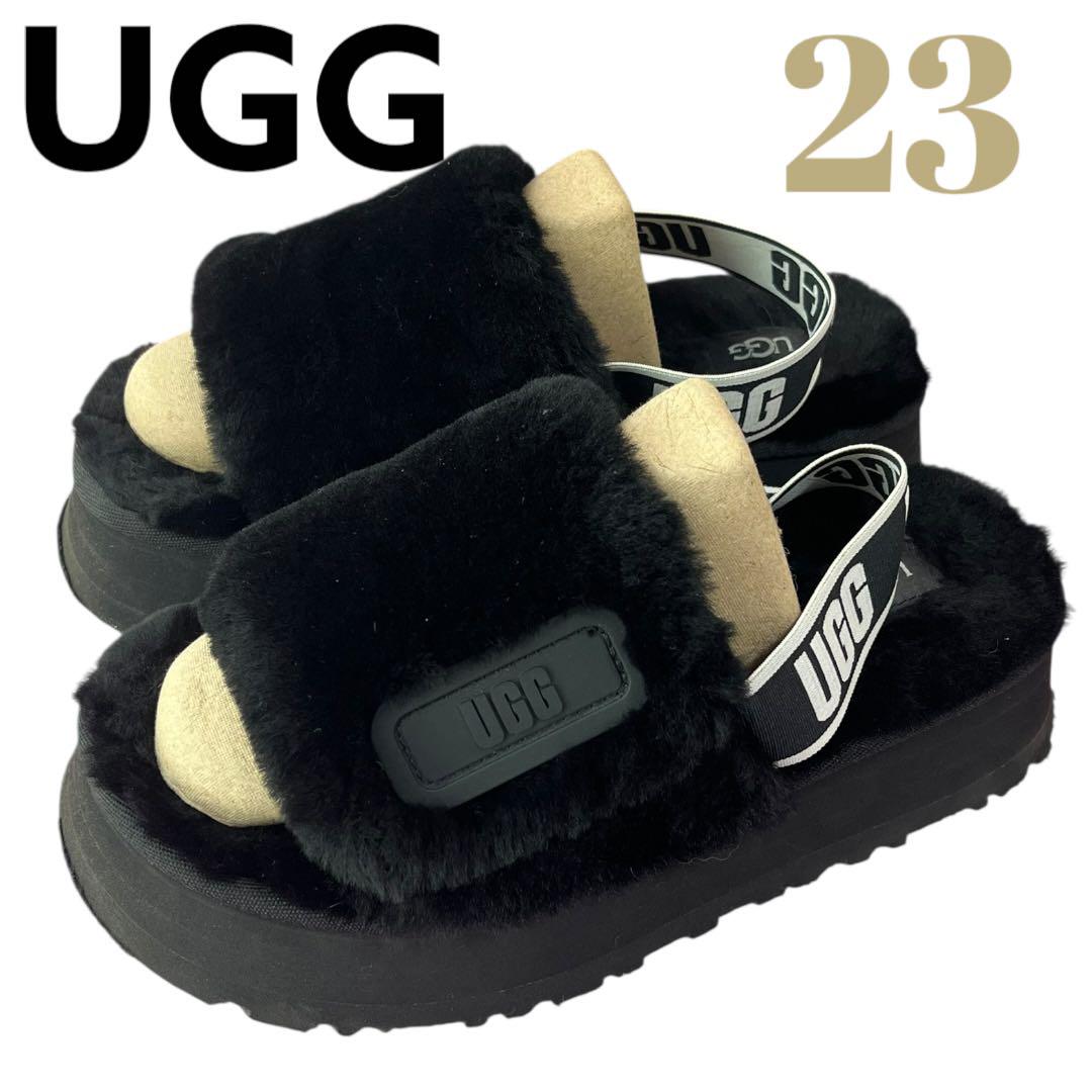 【超お買い得！】 アグ UGG 黒 ブラック 23cm ディスコスライドサンダル ブラック 靴