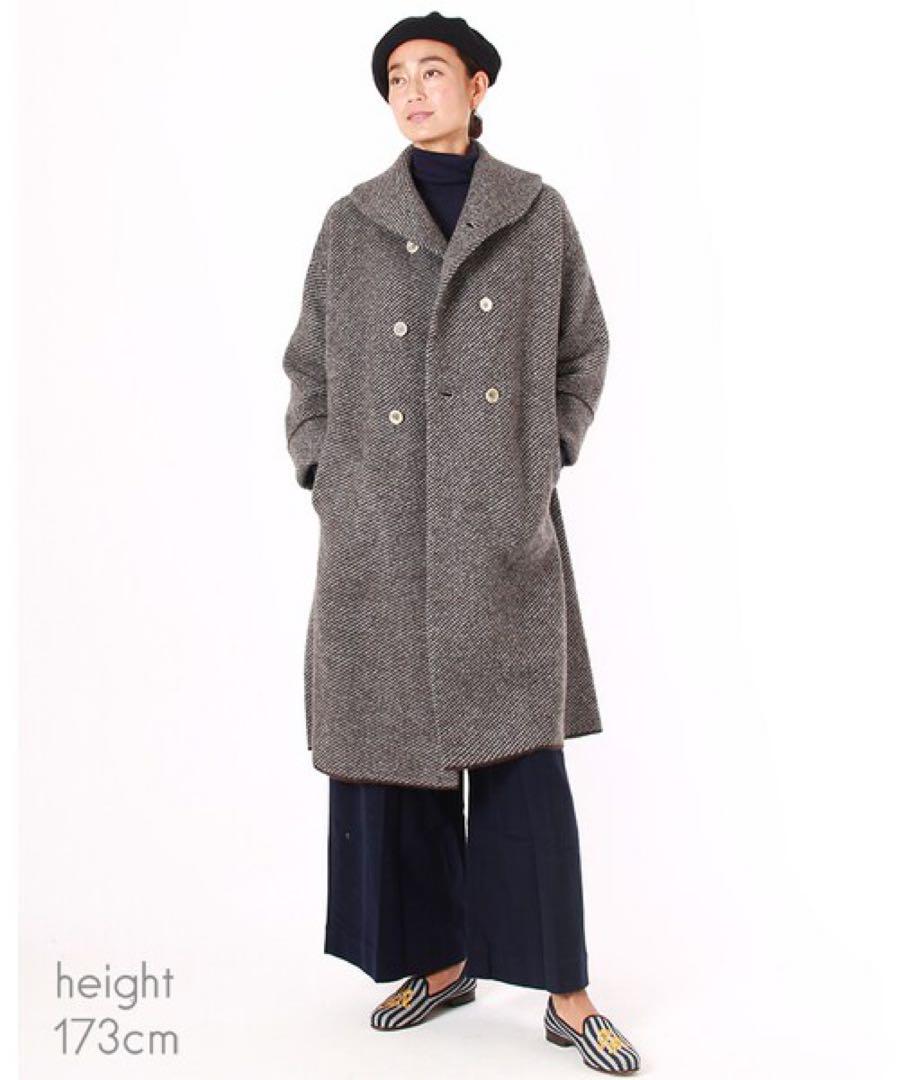 【状態良好】45r ツイルKNIT PEA COAT ネイビー 表記0