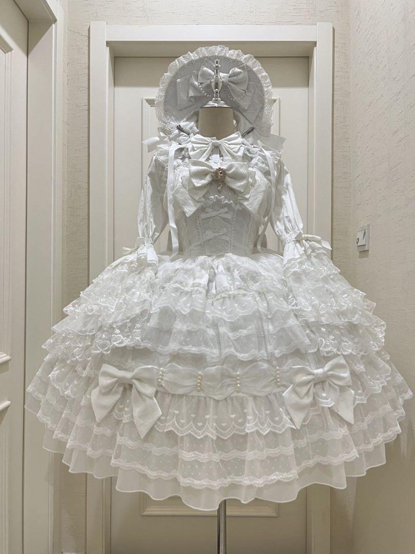 【シュガーガール・梦境序章】ゴスロリ・ロリータドレス 甘ロリ ロリィタドレス　白