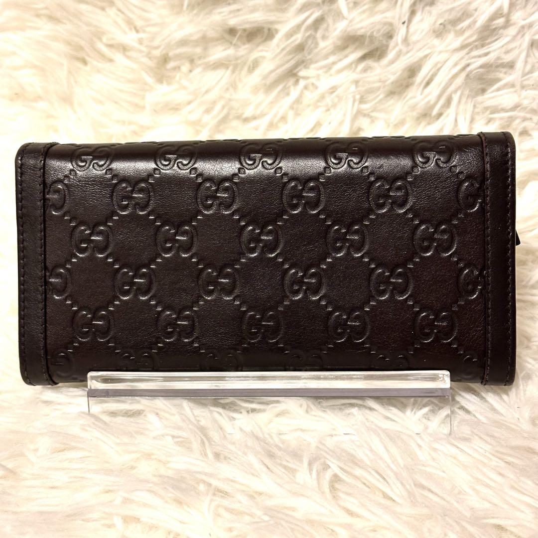 グッチ 二つ折り財布 シマ インターロッキング ダークブラウン GUCCI インターロッキング シマ 長財布 レザー 二つ折り ダーク