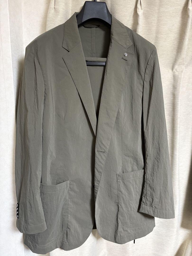 美品 春夏AOURE アウールNYストレッチセットアップ スーツ カーキ XL