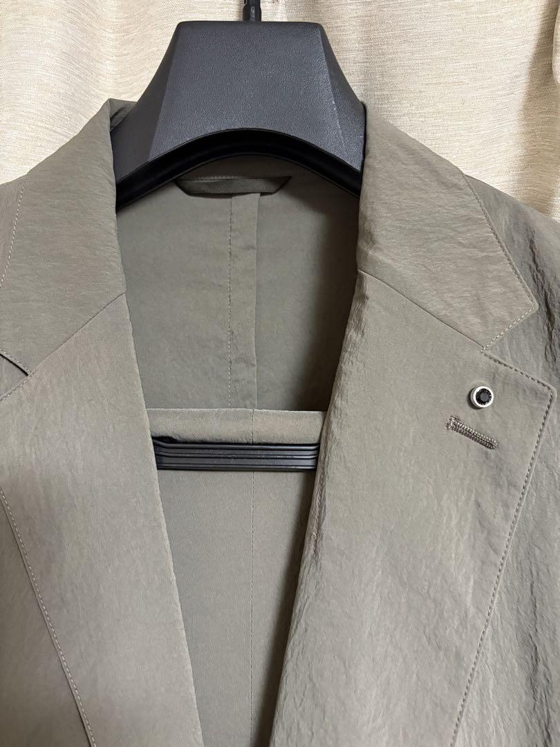 美品 春夏AOURE アウールNYストレッチセットアップ スーツ カーキ XL