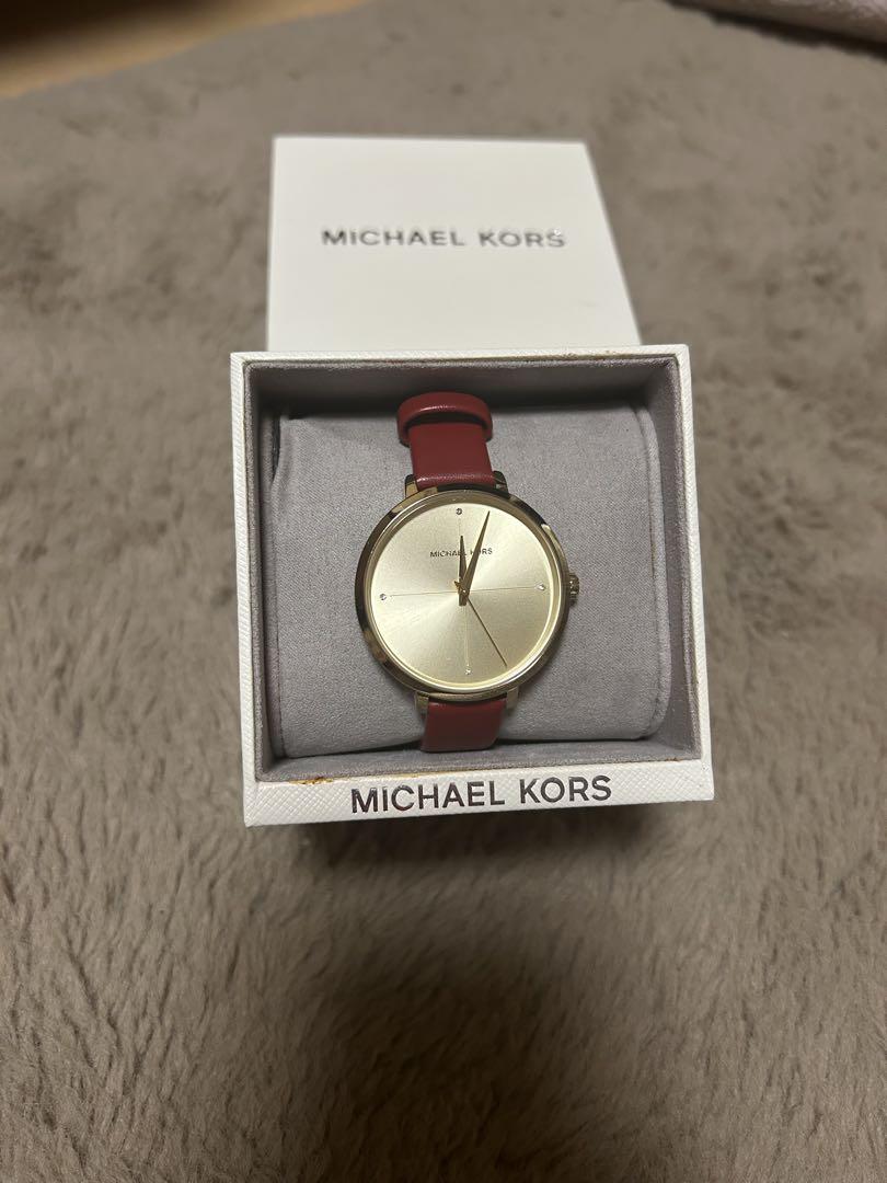 【SALE】 MICHAEL KORS アナログ時計 レッドレザー 時計