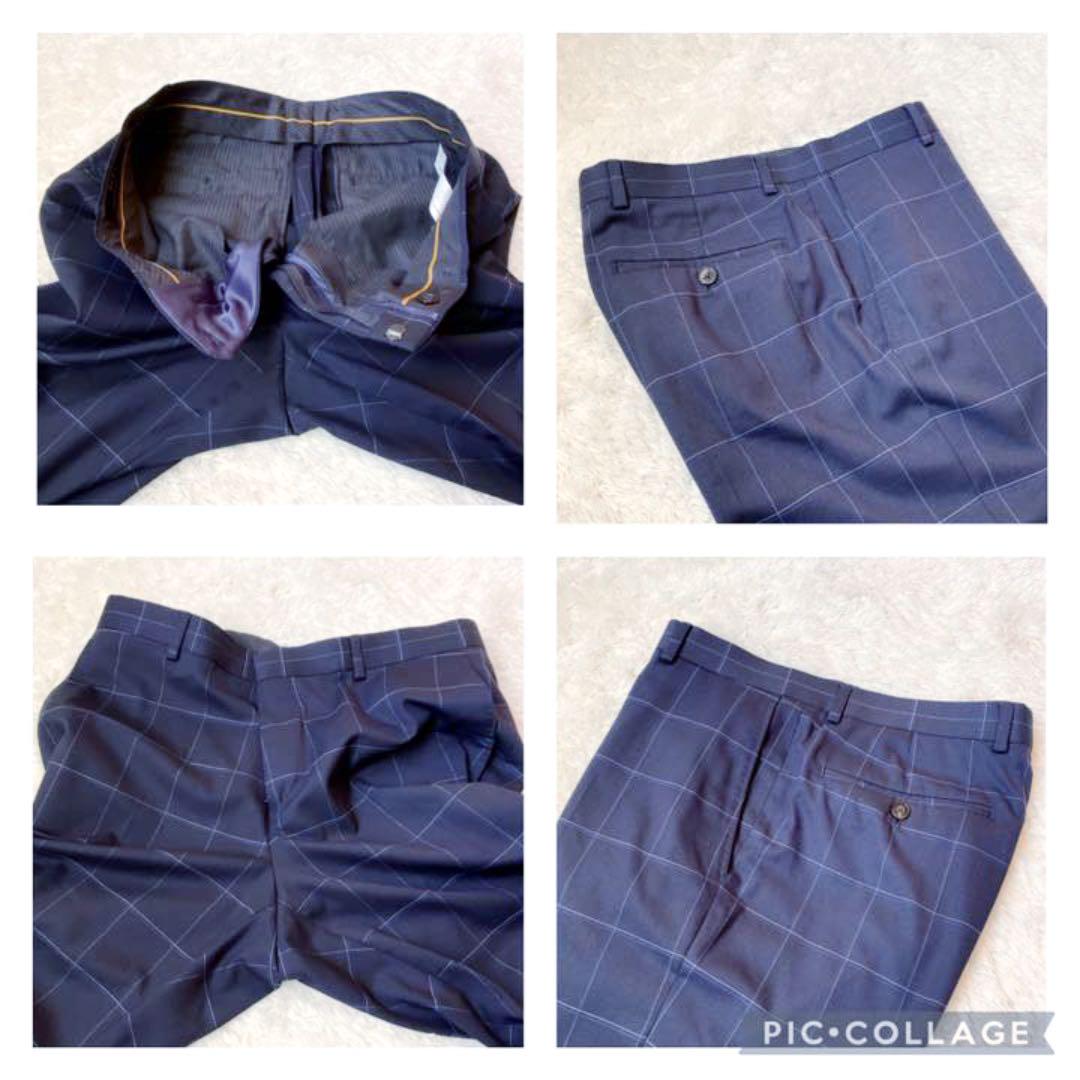 ますようよ 極美品♡ZARA 2B ウィンドウペン 濃紺 M UeD4s-m76645894531 スーツ セットアップ シングル ボタン