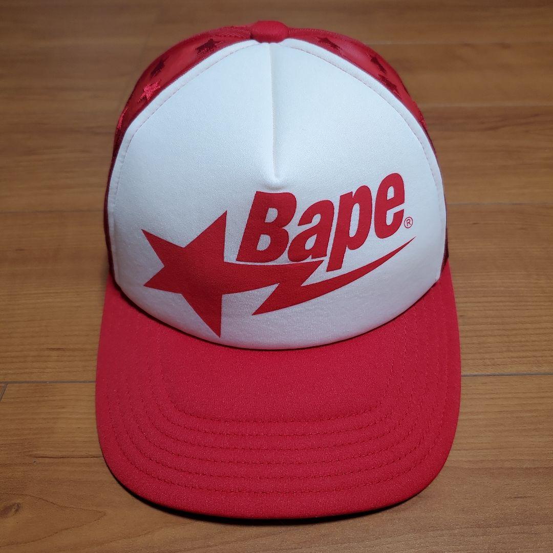 A BATHING APE　エイプ　メッシュキャップ　レッド　総柄STA