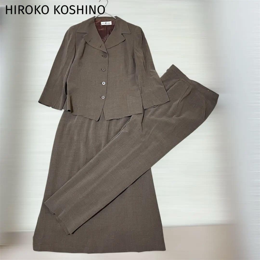 ＊ヒロココシノ＊【M】ブラウンスーツ３点セット美品 日本製 オフィス 通勤