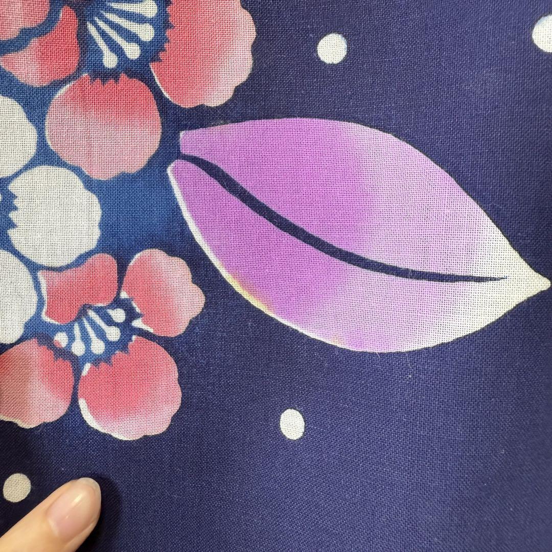 超美品 綿 現代 浴衣 着物 夏物 158㎝ コーマ ドット 紫 ピンク