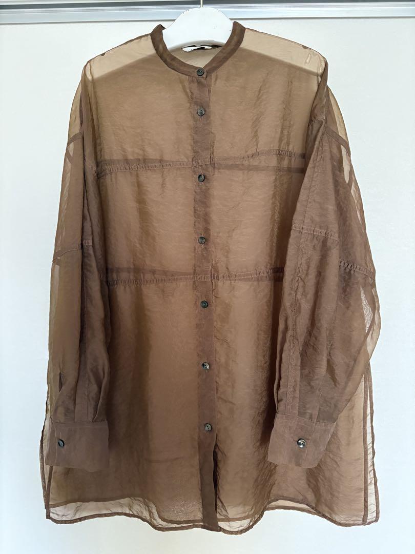 CLANE/ SWITCH SHEER SHIRT(ブラウン) CLANE - シースルーシャツ - SWITCH SHEER SHIRT - BROWN
