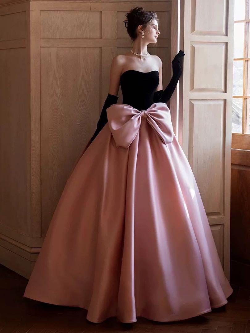 プリンセス気分♡ロングドレス　パーティー用　大きなリボンの華やかスタイル プリンセス気分 ロングドレス パーティー用 大きなリボンの