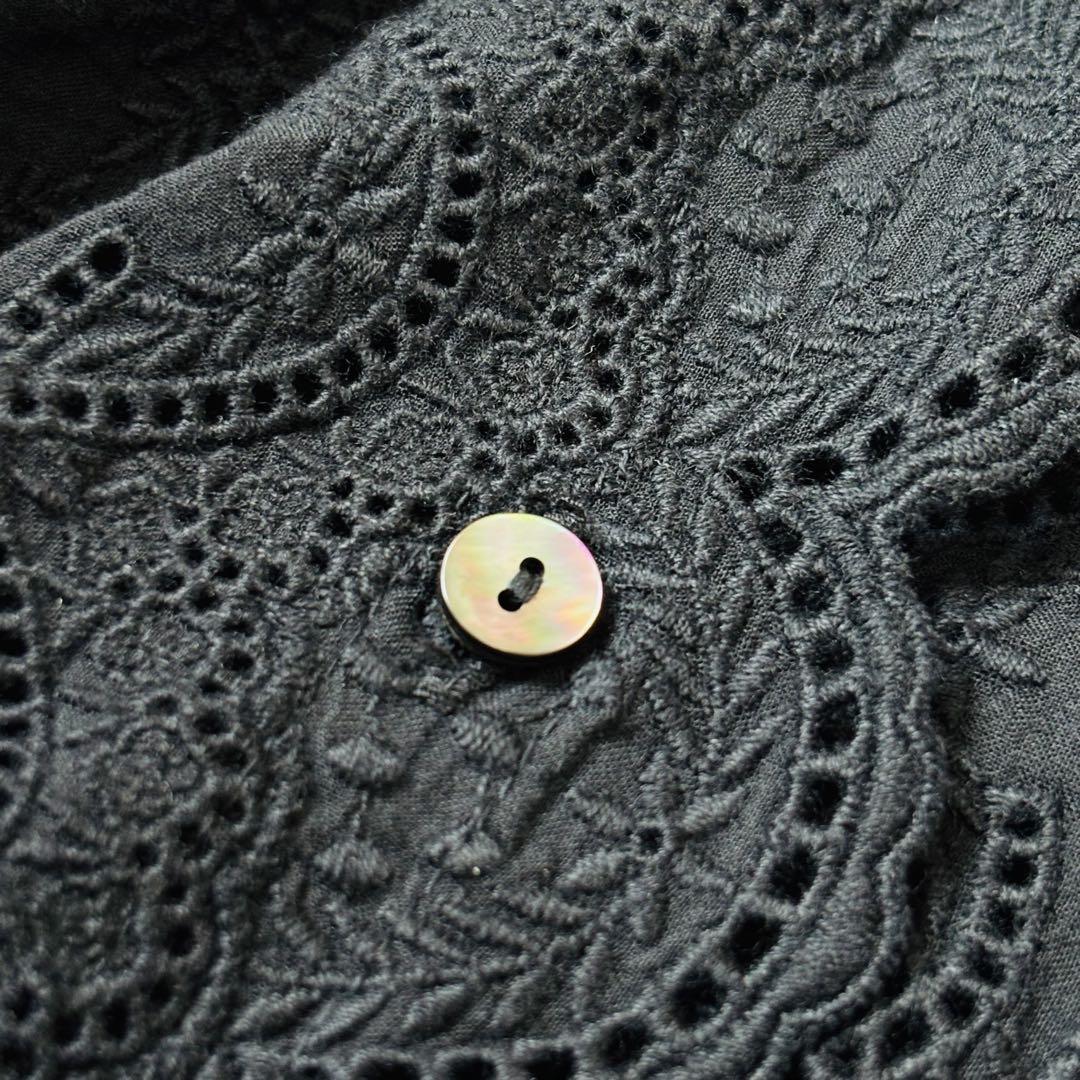 ミディウミ レースブラウス 刺繍 綿 手洗い可