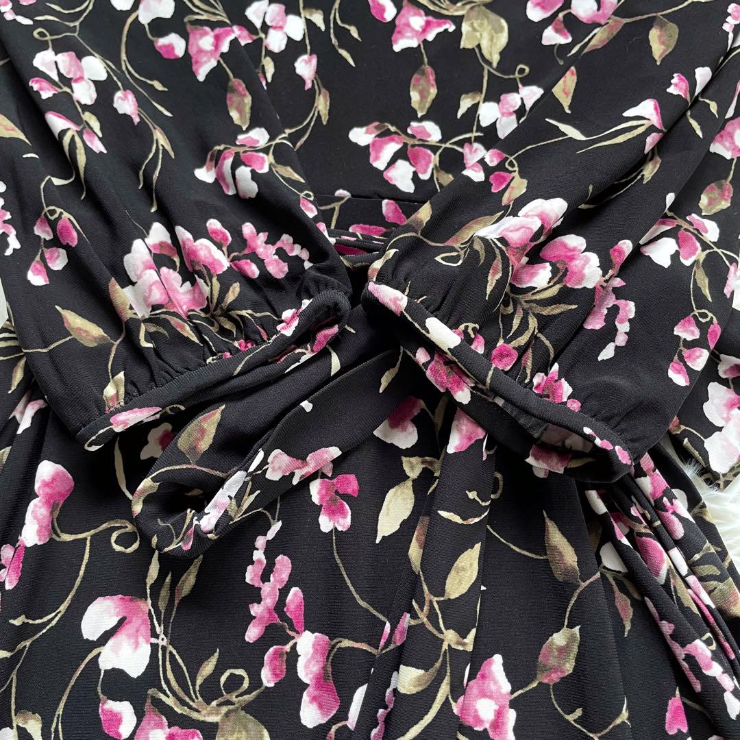 LAUREN RALPH LAURENブラック花柄フラワーロングワンピース