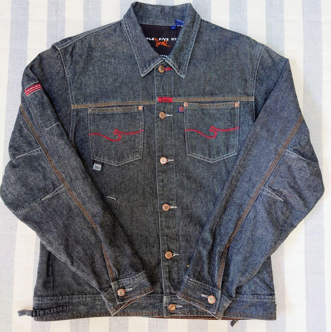 トリプルファイブソウル ブラックデニムジャケット Gジャン