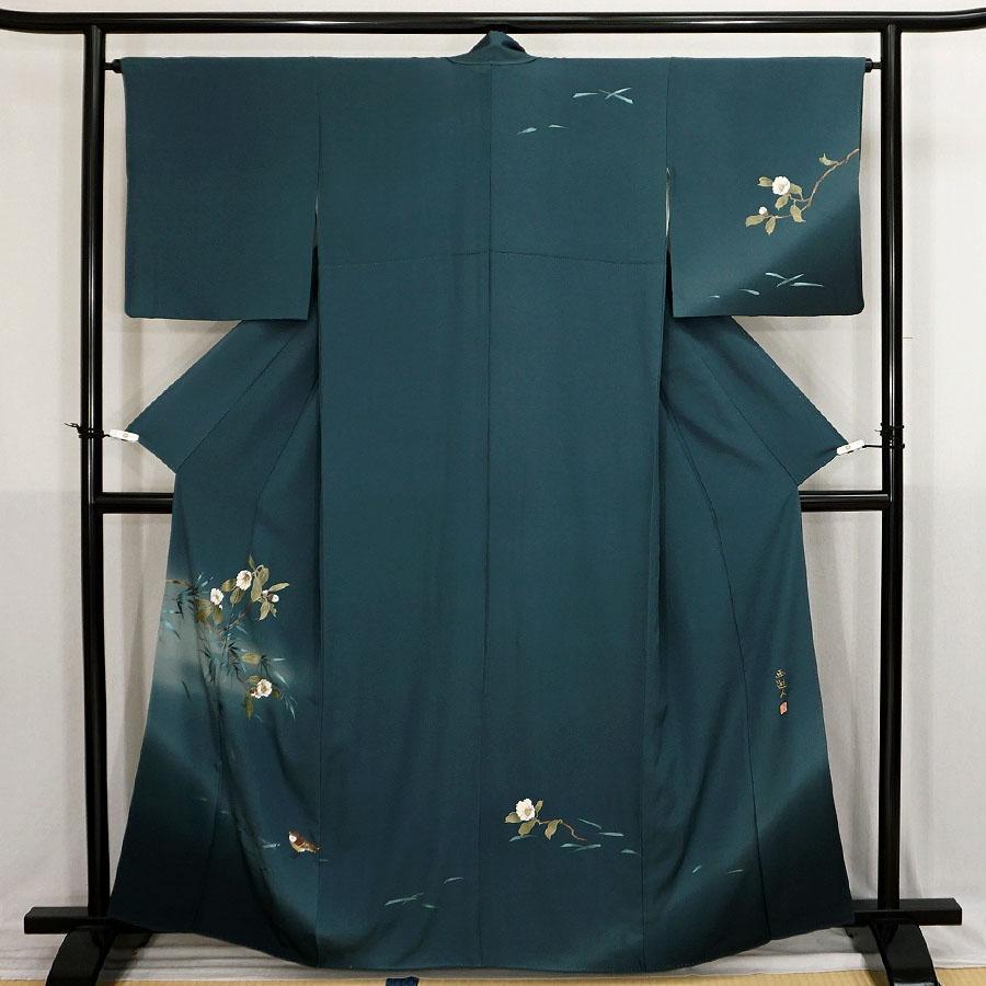 LLサイズ　165-170cm　モノトーン叩き染め　正絹付下げ訪問着　k297