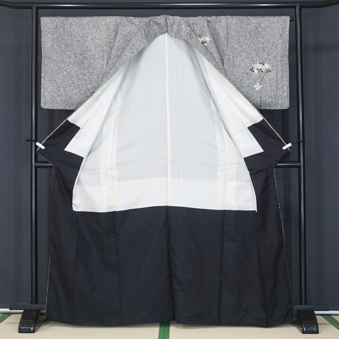 LLサイズ　165-170cm　モノトーン叩き染め　正絹付下げ訪問着　k297