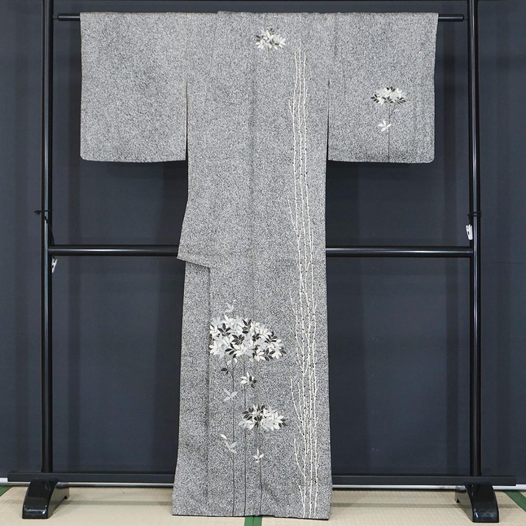 LLサイズ　165-170cm　モノトーン叩き染め　正絹付下げ訪問着　k297