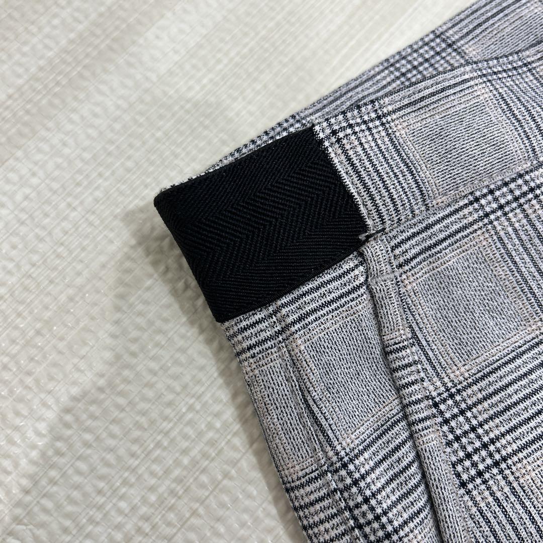 ZARA グレー チェック柄パンツ ストレッチパンツ テーパードパンツ
