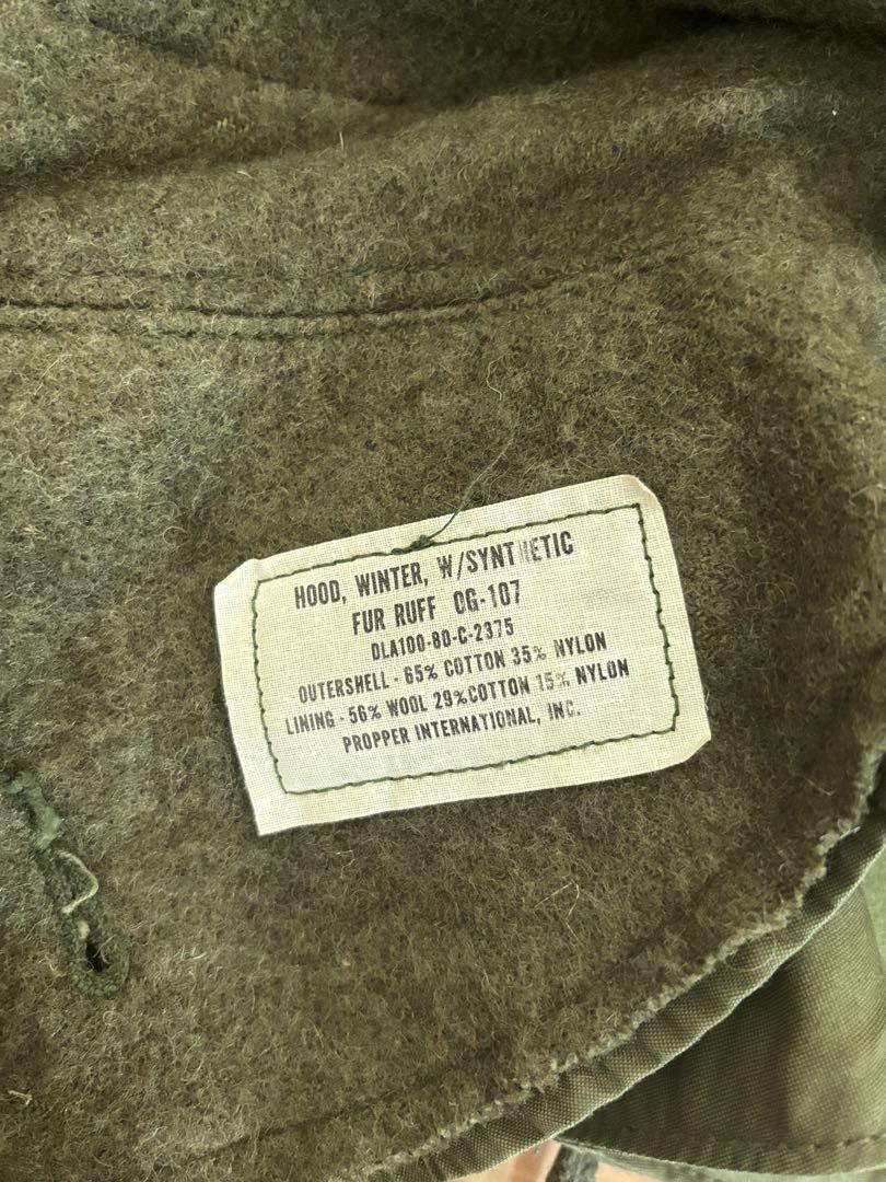 値引き不可実物 デッドストック 米軍 M-65用フード アクリルファー