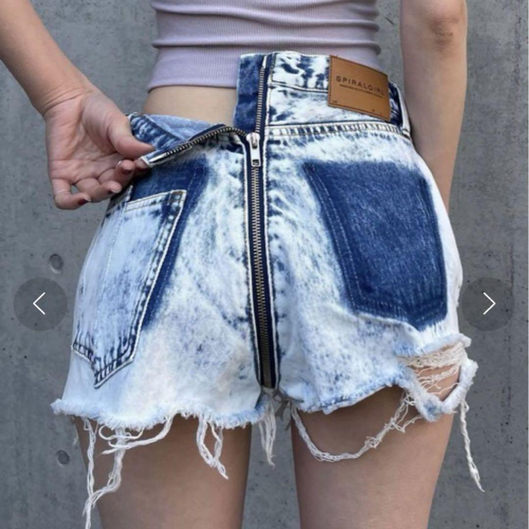 己☆ スパイラルガール　ジッパーデニムショートパンツ　＋夏服セットアップ フルジップデニムショートパンツ（デニムパンツ）｜SPIRALGIRL