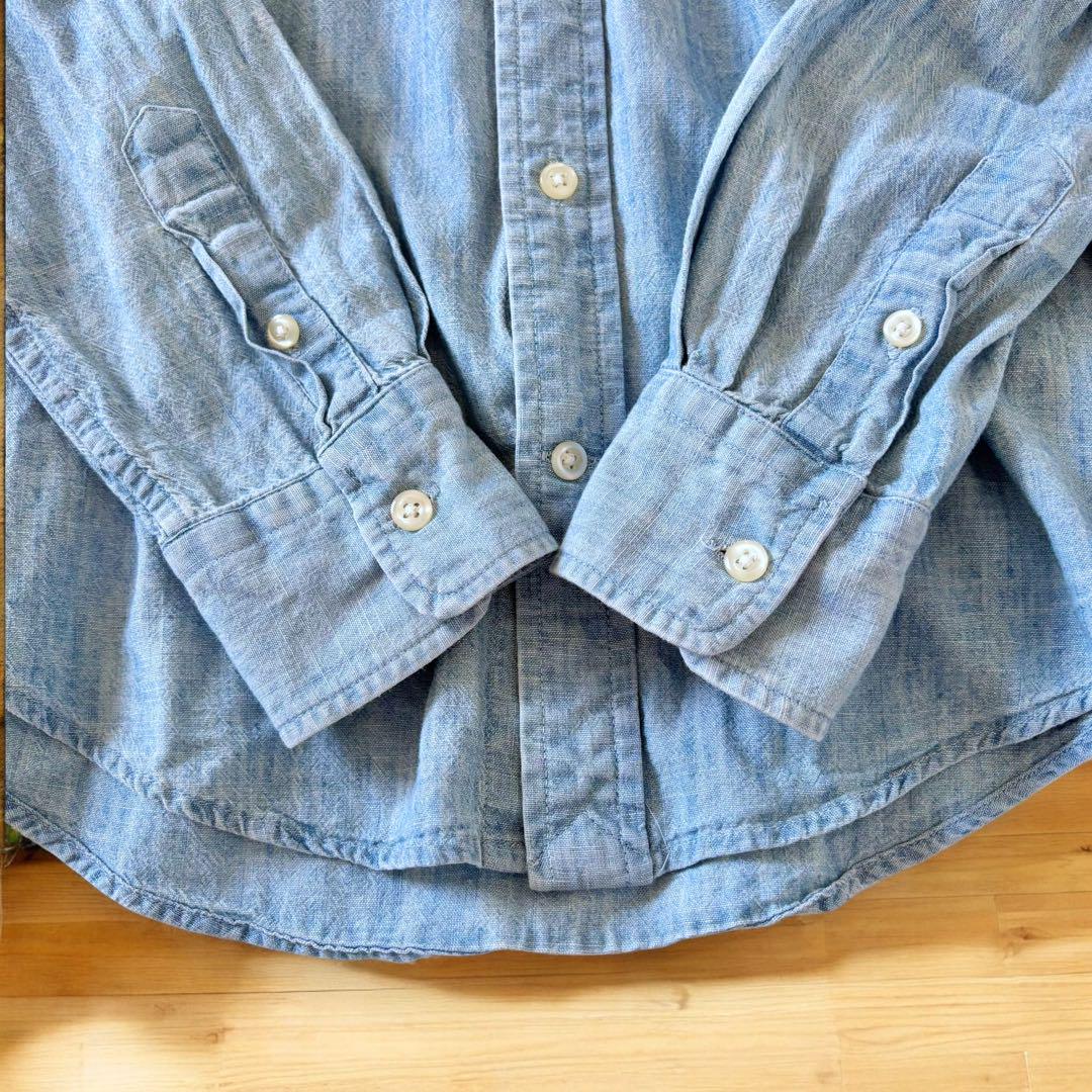 ラルフローレン 現行 QRタグ ポニーロゴ刺繍 シャンブレー デニム シャツ
