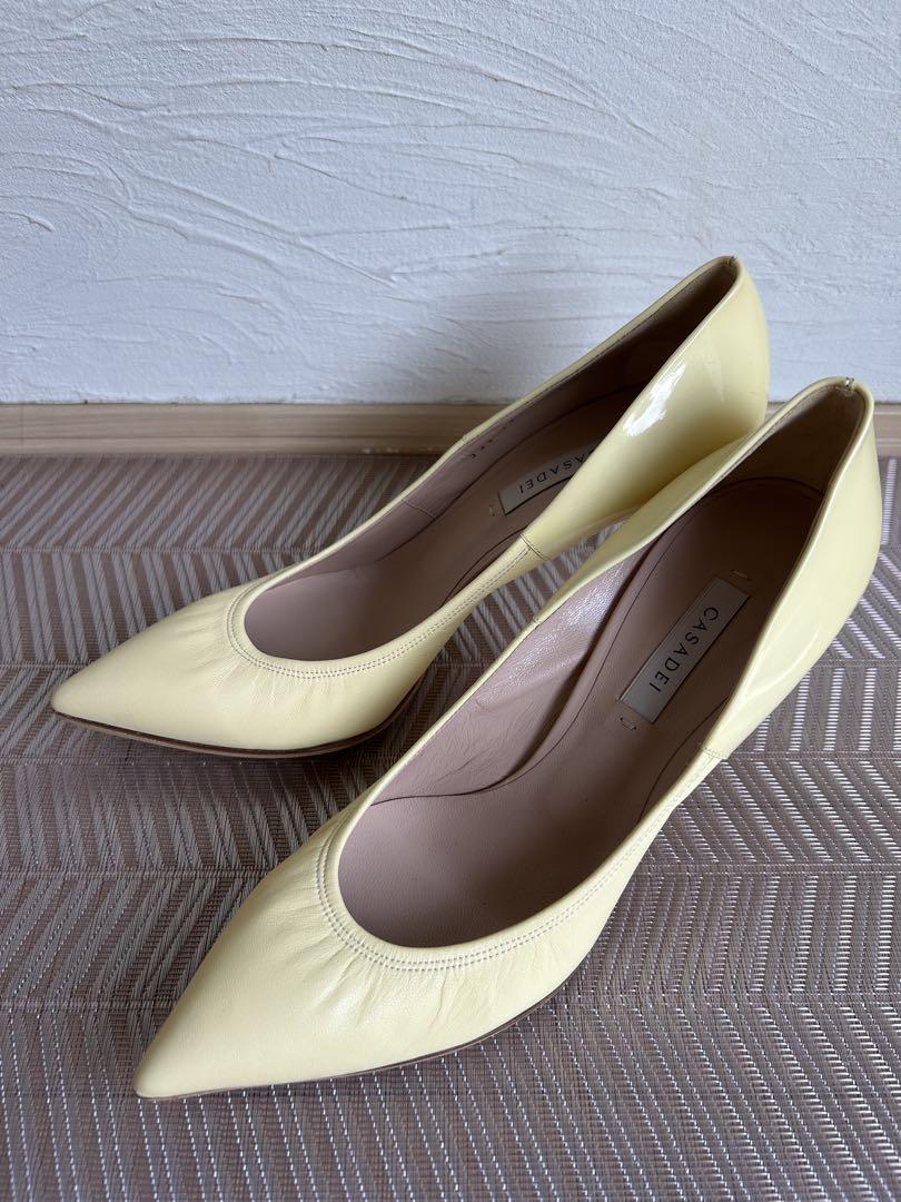 CASADEI イエロー ポインテッドトゥ ハイヒール　25