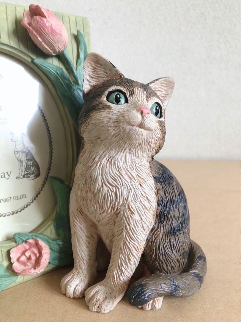 未使用】 セトクラフト 猫 花 写真立て フォトスタンド 置物