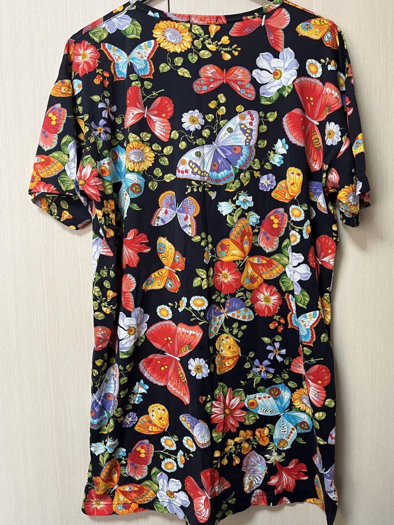 ロエベ Tシャツ　ロング丈　蝶々&花総柄 イタリア製コットン100% サイズ M