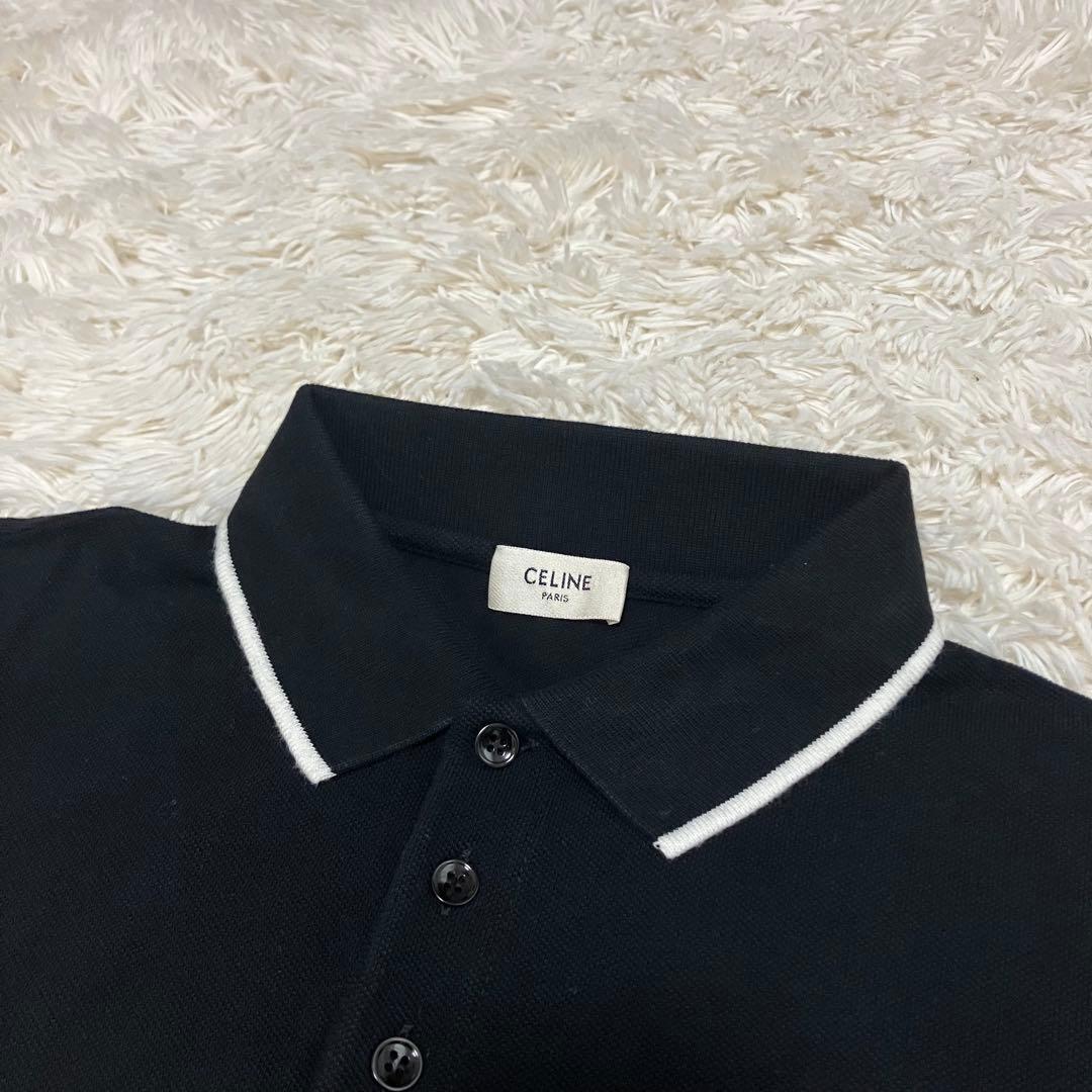 セリーヌ クラシック ポロシャツ トリオンフ刺繍 ブラック ホワイト MサイズL CELINE WWW_HOMU-JOURNEY_COM