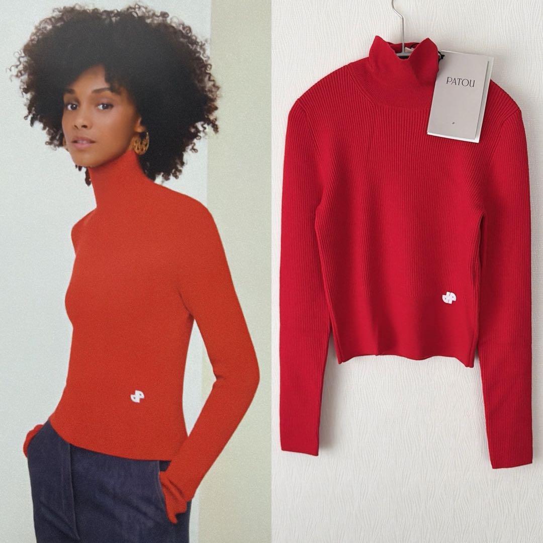 PATOU パトゥ レッド 長袖 リブニット セーターL・PATOU