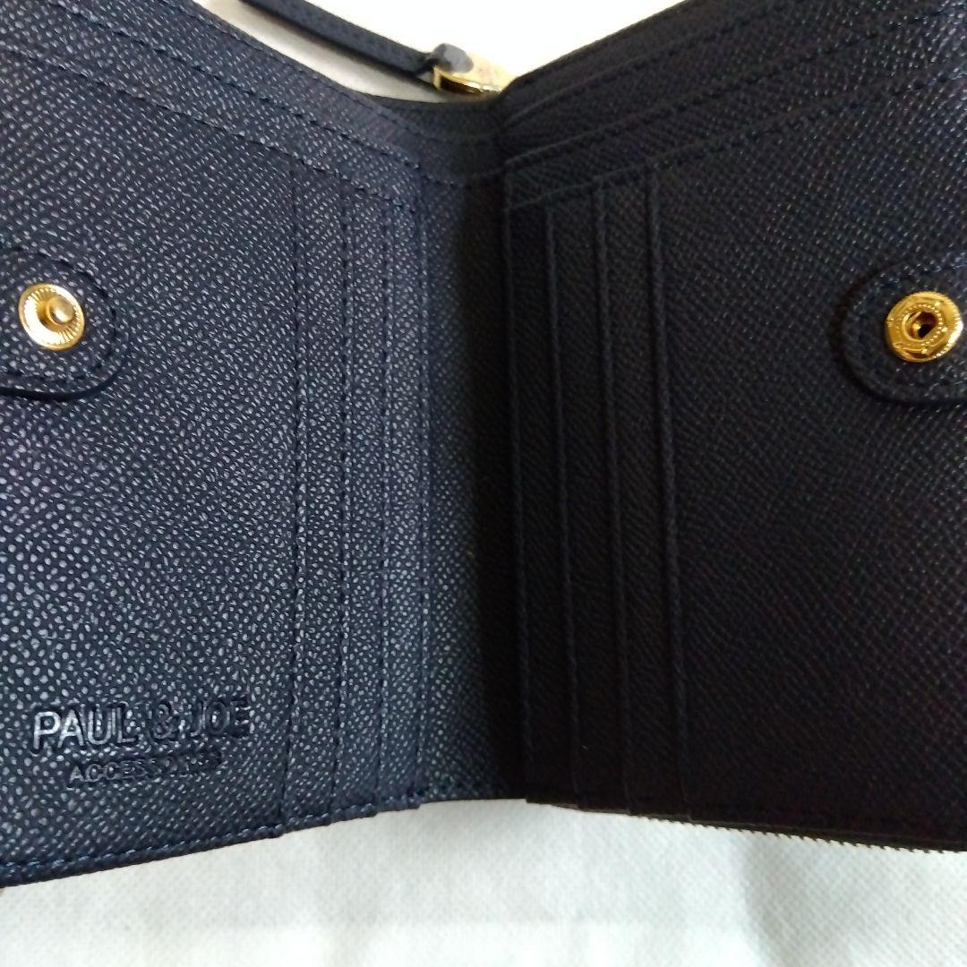 PAUL & JOE 　 二つ折り財布　キャット刺繍　ネイビー