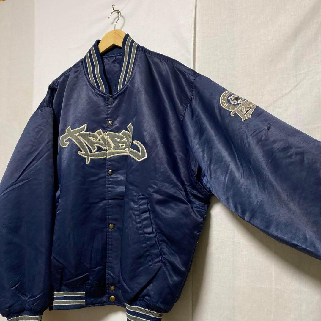 TRIBAL 刺繍ロゴ　スタジャン　ストリート　HIPHOP オーバーサイズ