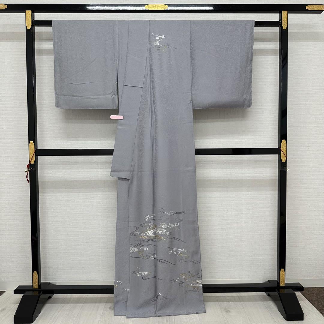 付下げ 美しい地紋に上品な刺繍 裄66.5 紋なし 着物 正絹 RK-4701 付下げ 美しい地紋に上品な刺繍 裄66.5 紋なし 着物 正絹 RK-4701