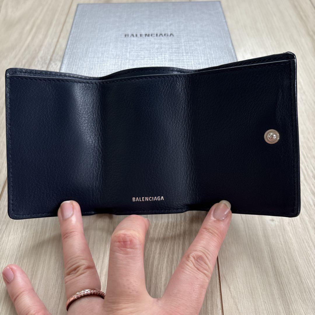 最終値下　BALENCIAGA ネイビー 三つ折り財布 値下不可！BALENCIAGA バレンシアガ ネイビー 三つ折り財布
