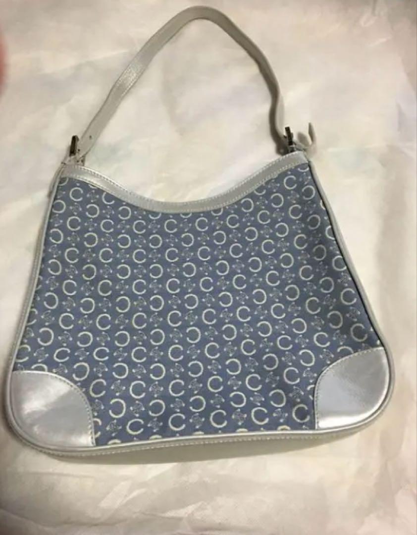 大人女性の CELINE ブルー ショルダーバッグ ロゴプリント バッグ