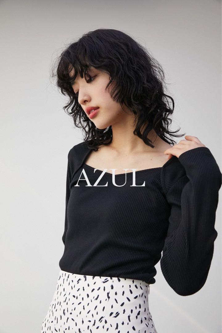 AZUL イレギュラーネックレイヤードトップス / ブラック