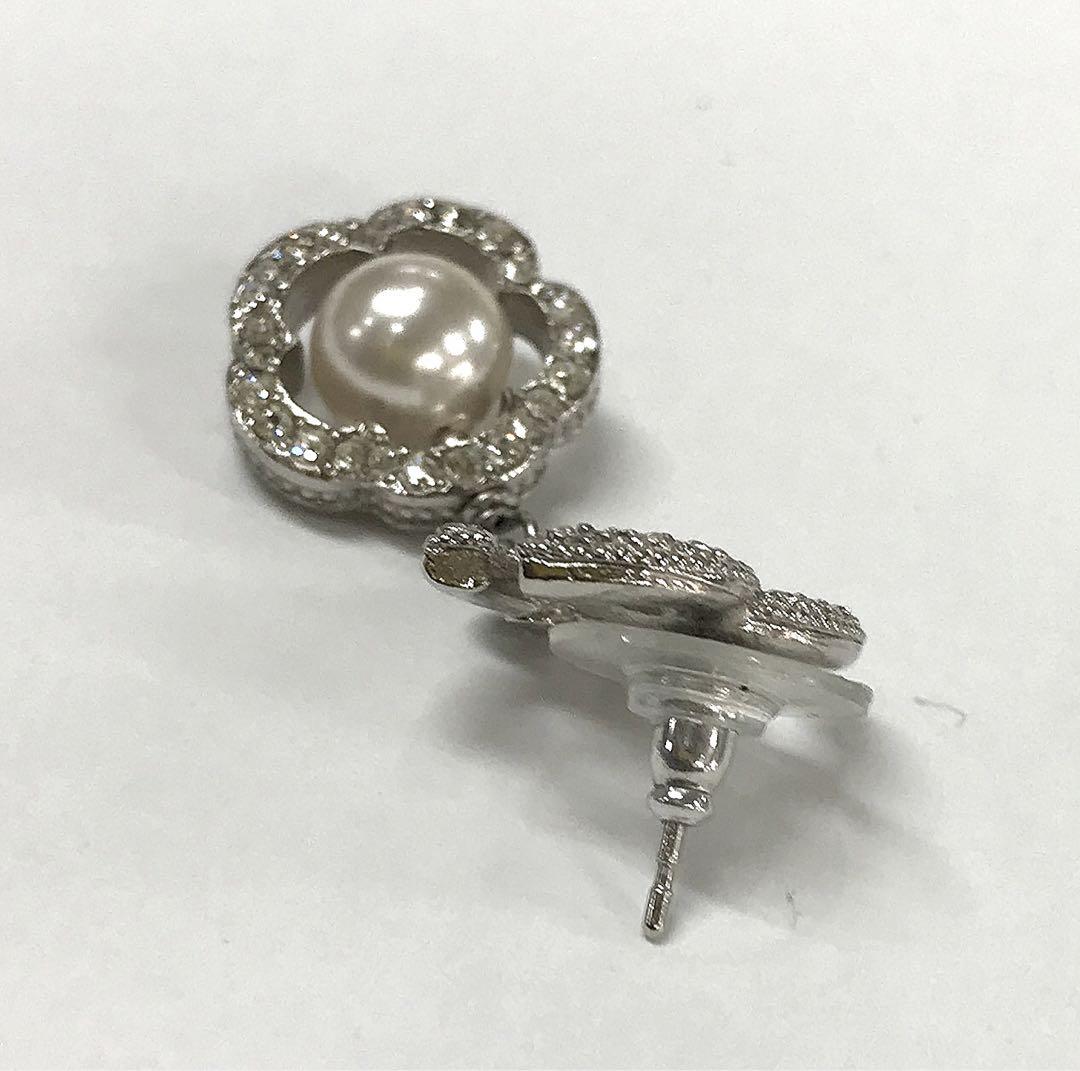 シャネル カメリヤピアス パールXラインストーン 正規品 片耳