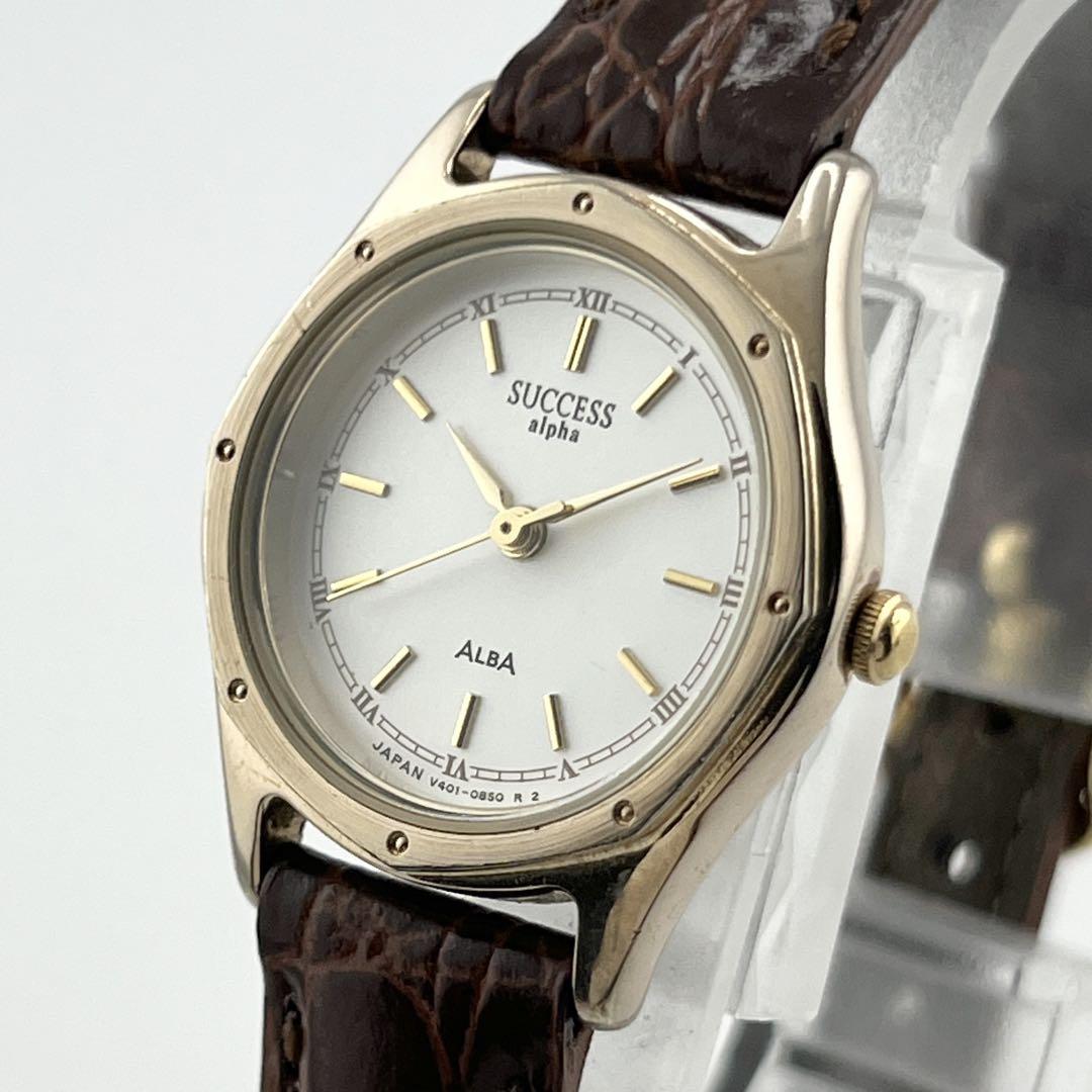 【稼働/良品】SEIKO クオーツ V401-0350アルバalphaレディース