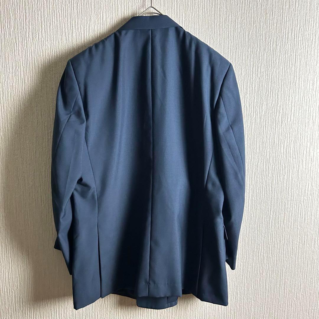 【セットアップ　日本製　ワントーン　ダブル　シンプル　青　古着】