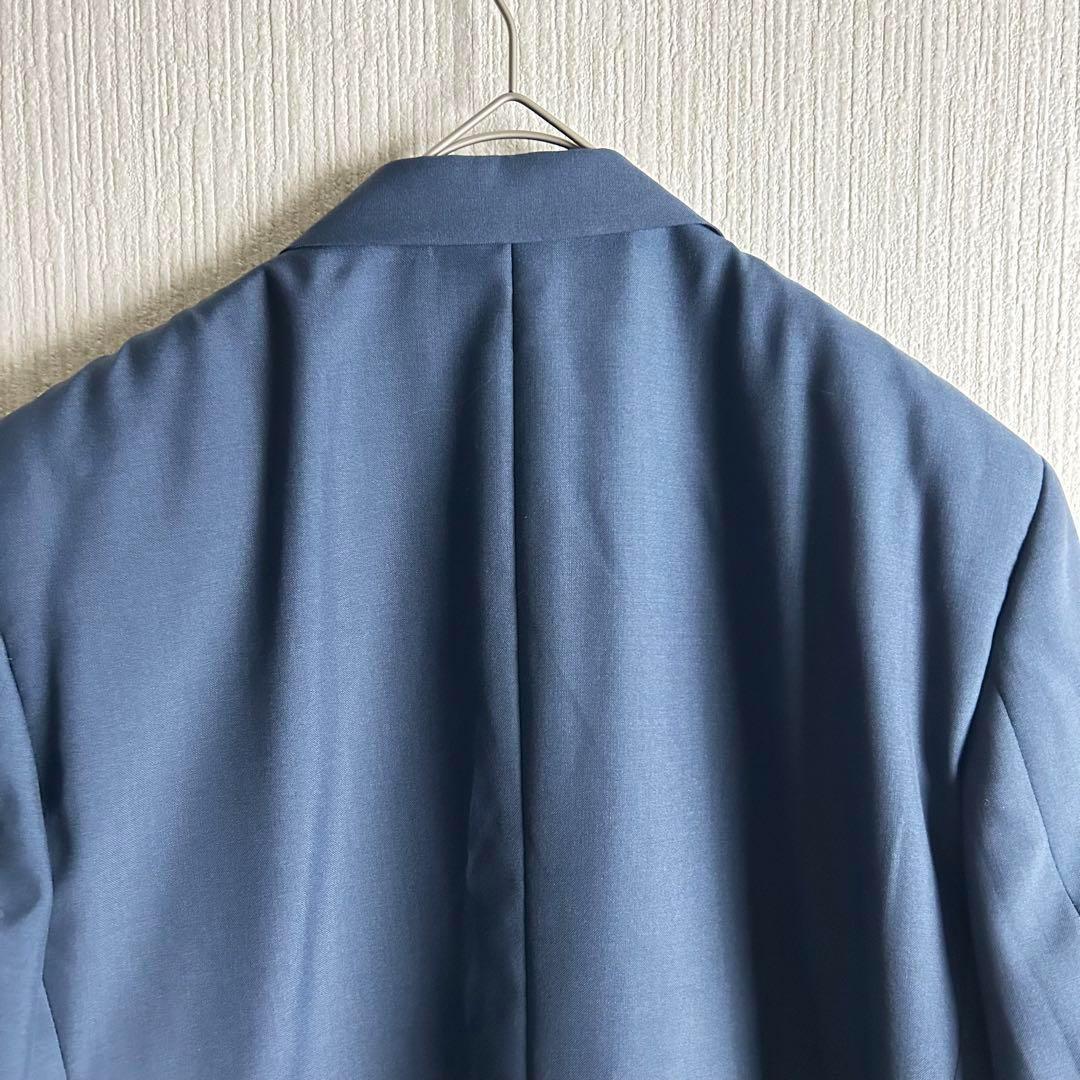 【セットアップ　日本製　ワントーン　ダブル　シンプル　青　古着】