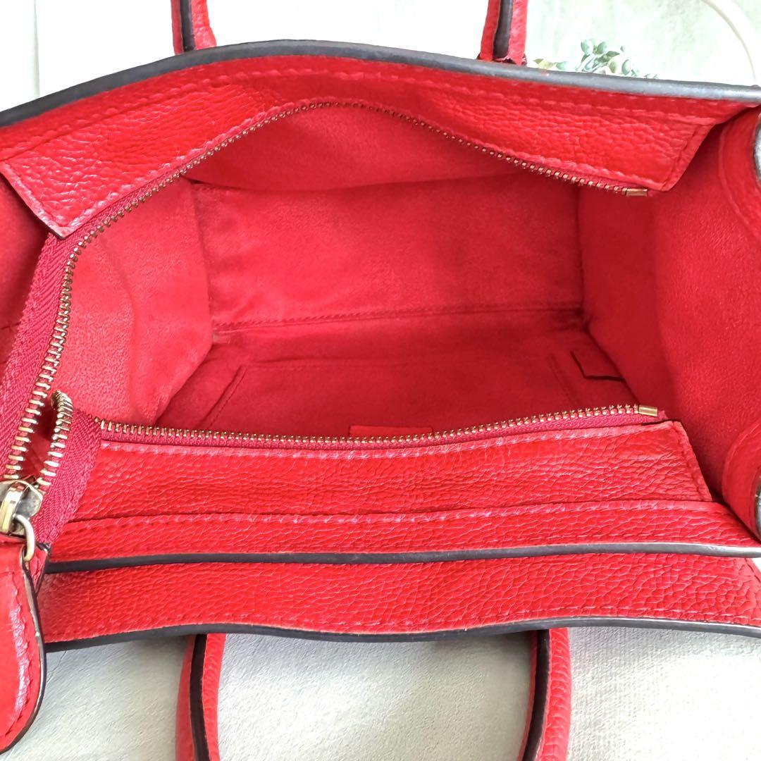 CELINE セリーヌ ラゲージ ナノショッパー 2way バッグ レッド 赤
