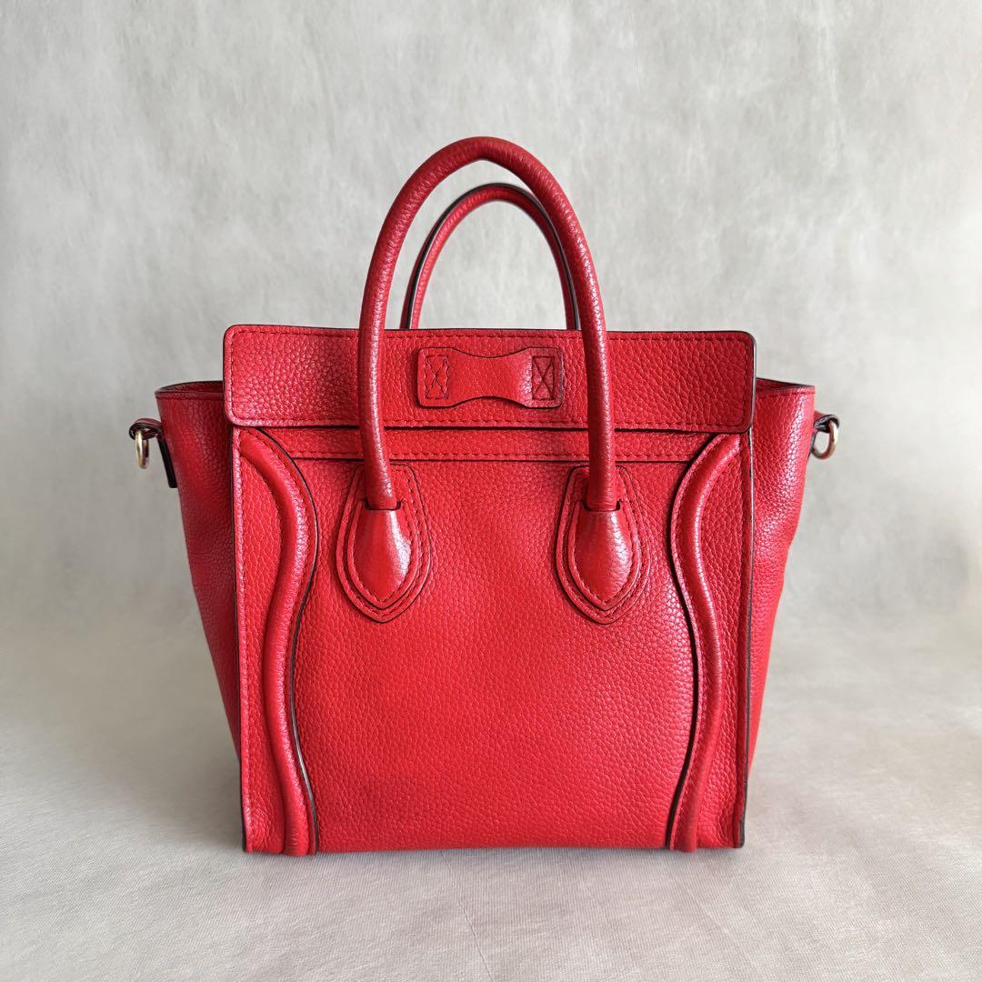 CELINE セリーヌ ラゲージ ナノショッパー 2way バッグ レッド 赤