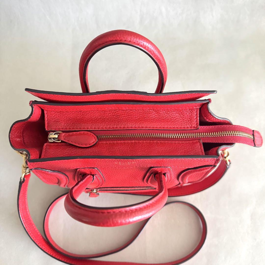 CELINE セリーヌ ラゲージ ナノショッパー 2way バッグ レッド 赤